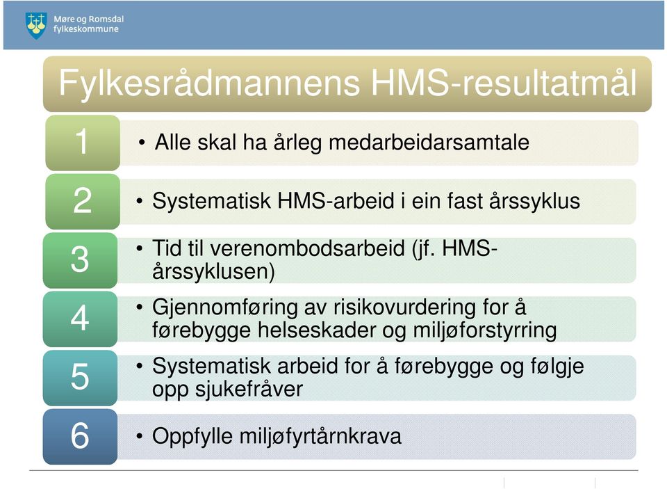 HMSårssyklusen) Gjennomføring av risikovurdering for å førebygge helseskader og