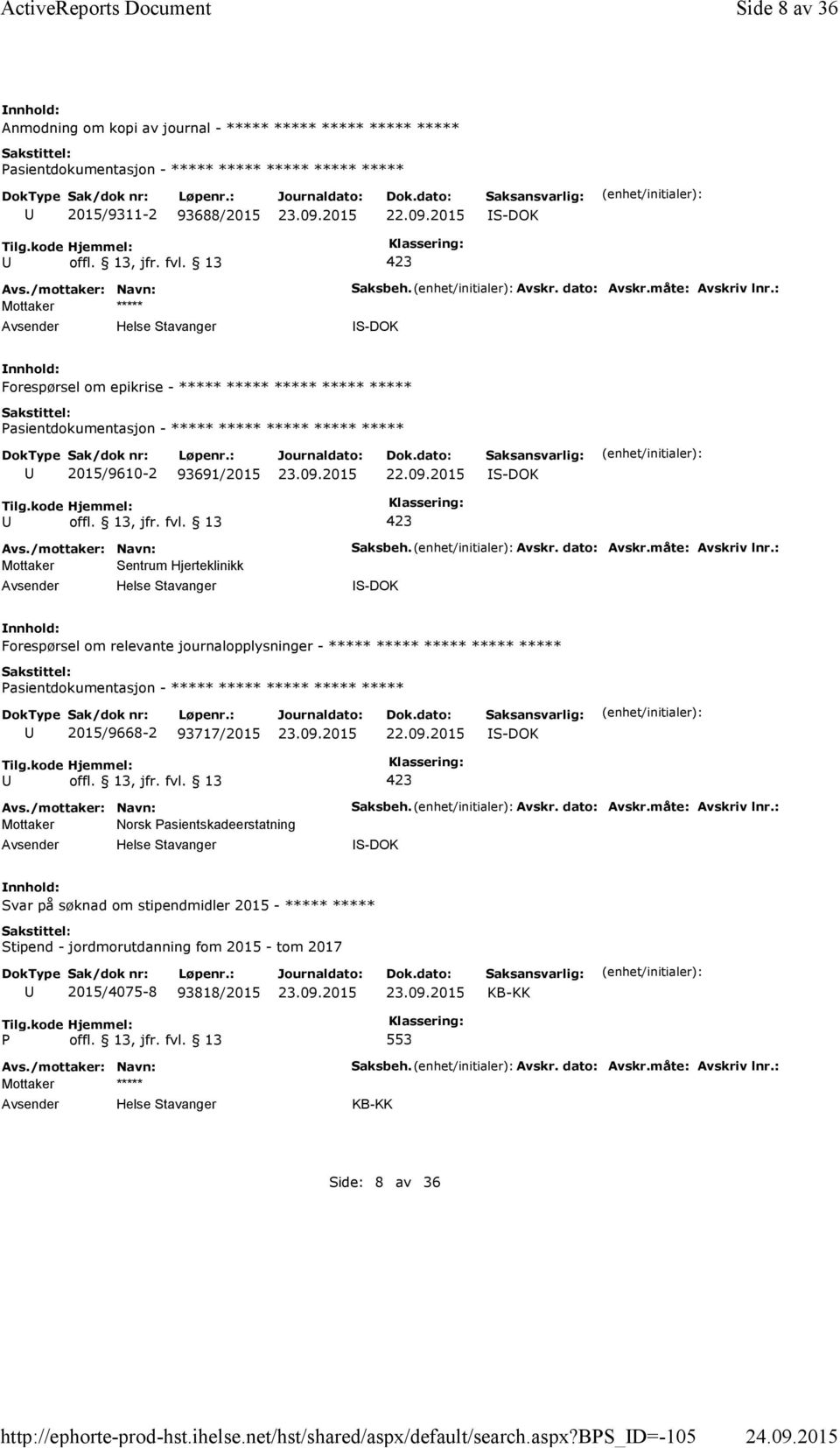 Avskr. dato: Avskr.måte: Avskriv lnr.: Svar på søknad om stipendmidler 2015 - ***** ***** Stipend - jordmorutdanning fom 2015 - tom 2017 2015/4075-8 93818/2015 KB-KK P offl. 13, jfr. fvl.