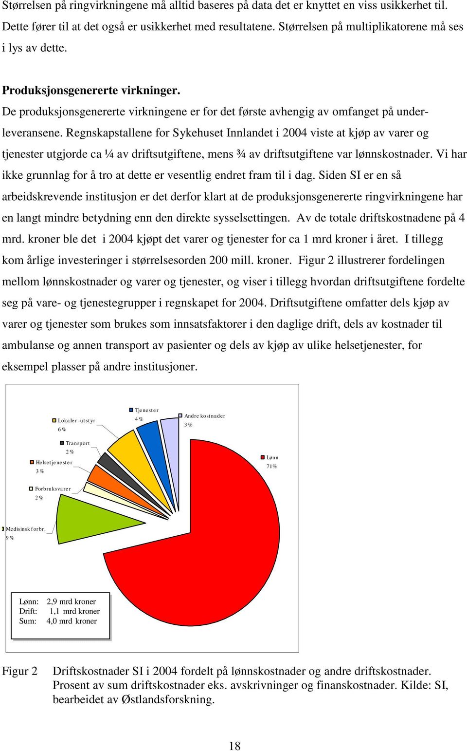 Regnskapstallene for Sykehuset Innlandet i 2004 viste at kjøp av varer og tjenester utgjorde ca ¼ av driftsutgiftene, mens ¾ av driftsutgiftene var lønnskostnader.