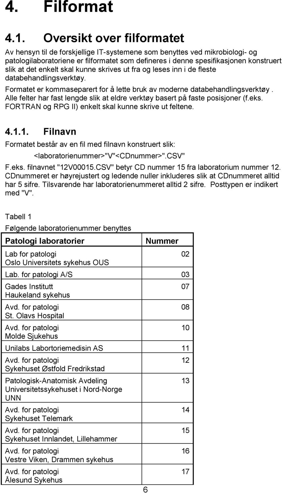 det enkelt skal kunne skrives ut fra og leses inn i de fleste databehandlingsverktøy. Formatet er kommaseparert for å lette bruk av moderne databehandlingsverktøy.