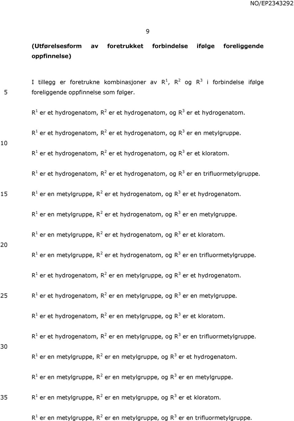 R 1 er et hydrogenatom, R 2 er et hydrogenatom, og R 3 er et kloratom. R 1 er et hydrogenatom, R 2 er et hydrogenatom, og R 3 er en trifluormetylgruppe.