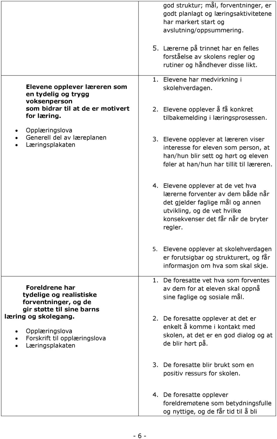 Elevene opplever læreren som en tydelig og trygg voksenperson som bidrar til at de er motivert for læring. Opplæringslova Generell del av læreplanen Læringsplakaten 1.