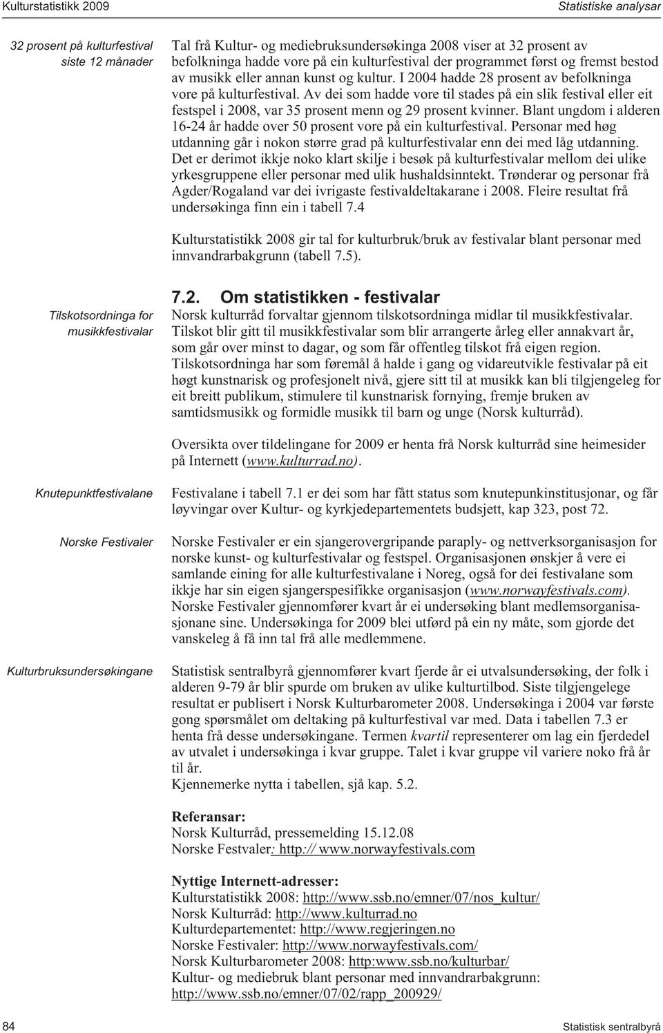 Av dei som hadde vore til stades på ein slik festival eller eit festspel i 2008, var 35 prosent menn og 29 prosent kvinner.