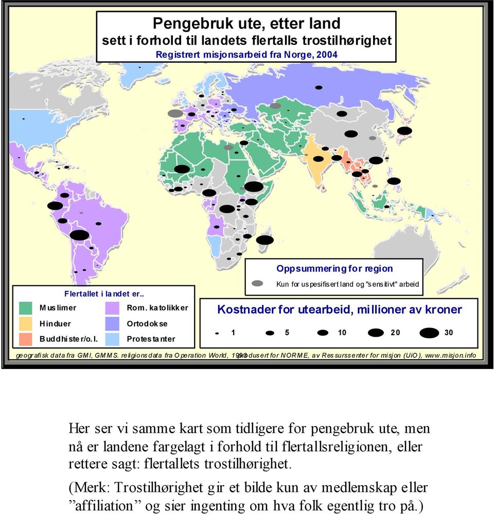 ka tolikk er Ortodokse Protes ta nter Oppsummering for region Kun for uspesifisert land og "sensitivt" arbeid Kostnader for utearbeid, millioner av kroner 1 5 10 20 30 geografisk data fra GMI, GMMS.