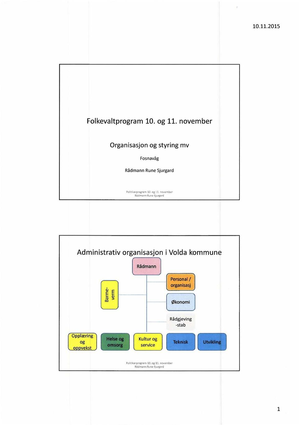 Administrativ organisasjon i Volda kommune Rådmann Personal/