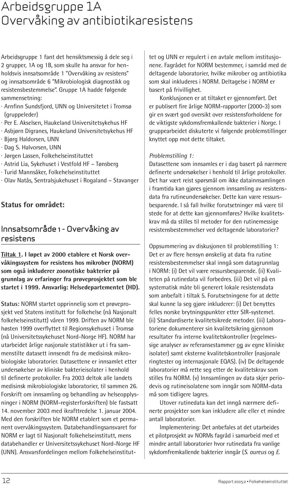 Akselsen, Haukeland Universitetsykehus HF Asbjørn Digranes, Haukeland Universitetsykehus HF Bjørg Haldorsen, UNN Dag S.