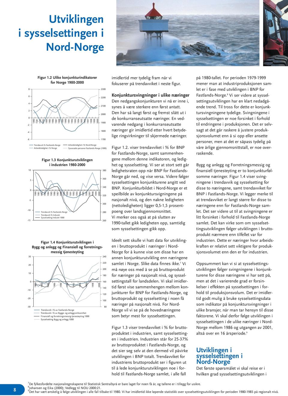 i % Norge Arbeidsledighet i % Nord-Norge Figur 1.3 Konjunkturutviklingen i industrien 1980-2000 Figur 1.