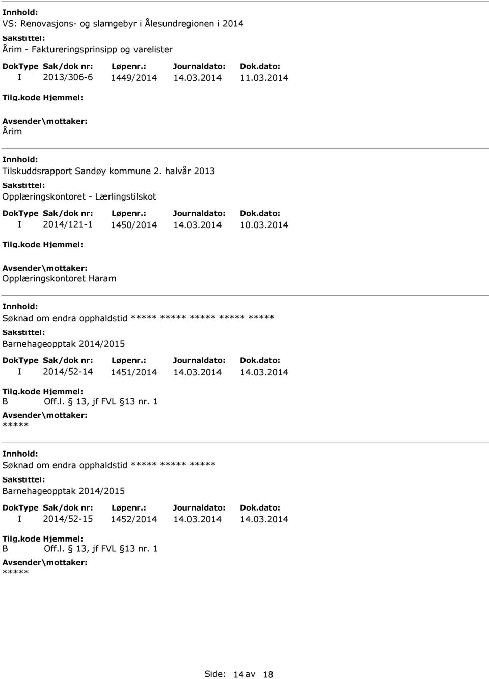 halvår 2013 Opplæringskontoret - Lærlingstilskot 2014/121-1 1450/2014 10.03.