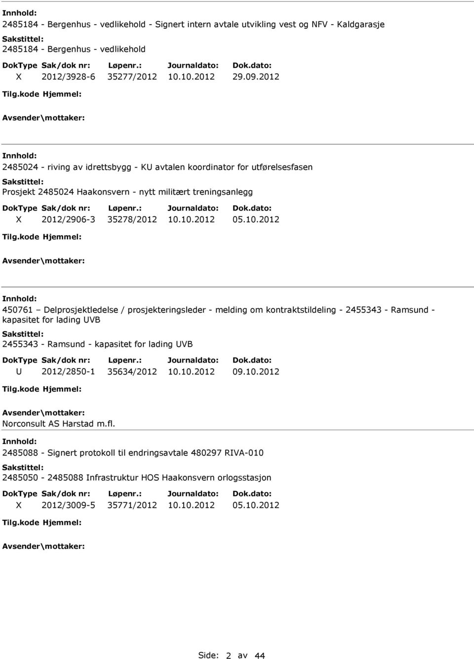 2012 450761 Delprosjektledelse / prosjekteringsleder - melding om kontraktstildeling - 2455343 - Ramsund - kapasitet for lading UVB 2455343 - Ramsund - kapasitet for lading UVB U