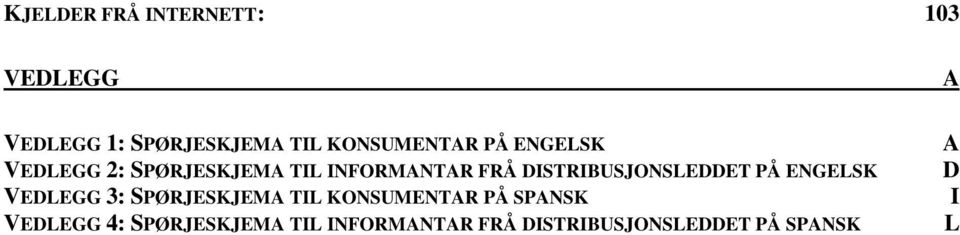 DISTRIBUSJONSLEDDET PÅ ENGELSK VEDLEGG 3: SPØRJESKJEMA TIL KONSUMENTAR PÅ