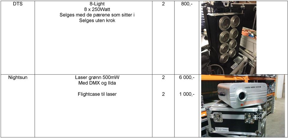 800,- Nightsun Laser grønn 500mW Med DMX