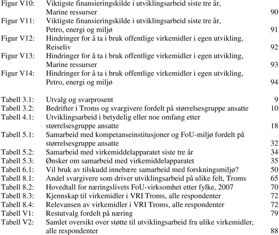 Hindringer for å ta i bruk offentlige virkemidler i egen utvikling, Petro, energi og miljø 94 Tabell 3.1: Utvalg og svarprosent 9 Tabell 3.