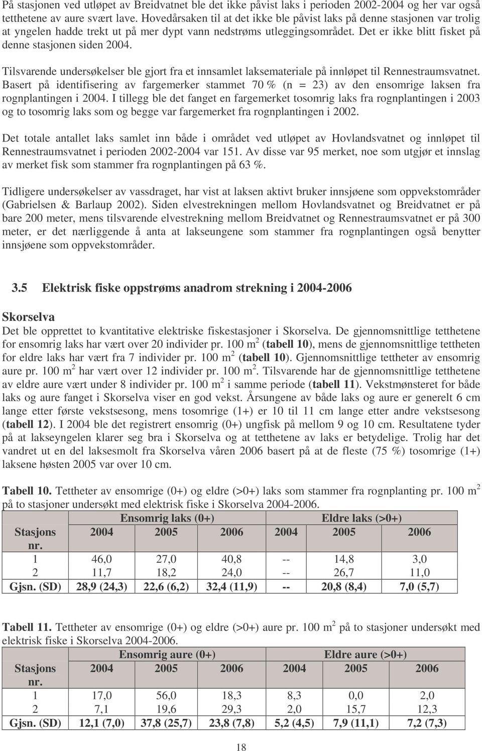 Det er ikke blitt fisket på denne stasjonen siden 2004. Tilsvarende undersøkelser ble gjort fra et innsamlet laksemateriale på innløpet til Rennestraumsvatnet.