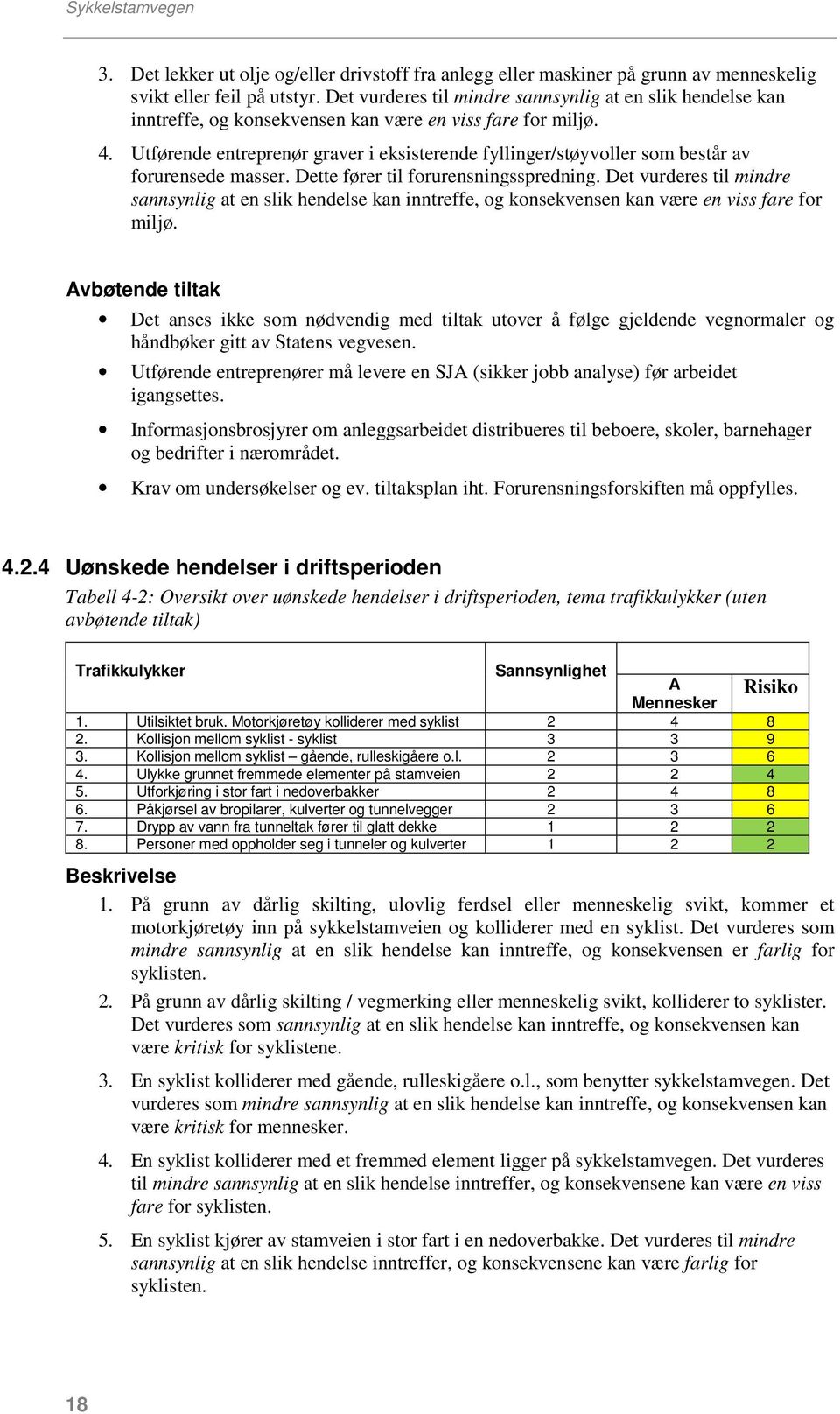 Utførende entreprenør graver i eksisterende fyllinger/støyvoller som består av forurensede masser. Dette fører til forurensningsspredning.