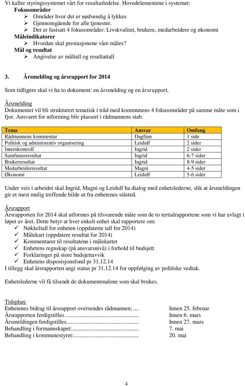 Årsmelding og årsrapport for 2014 Som tidligere skal vi ha to dokument: en årsmelding og en årsrapport.