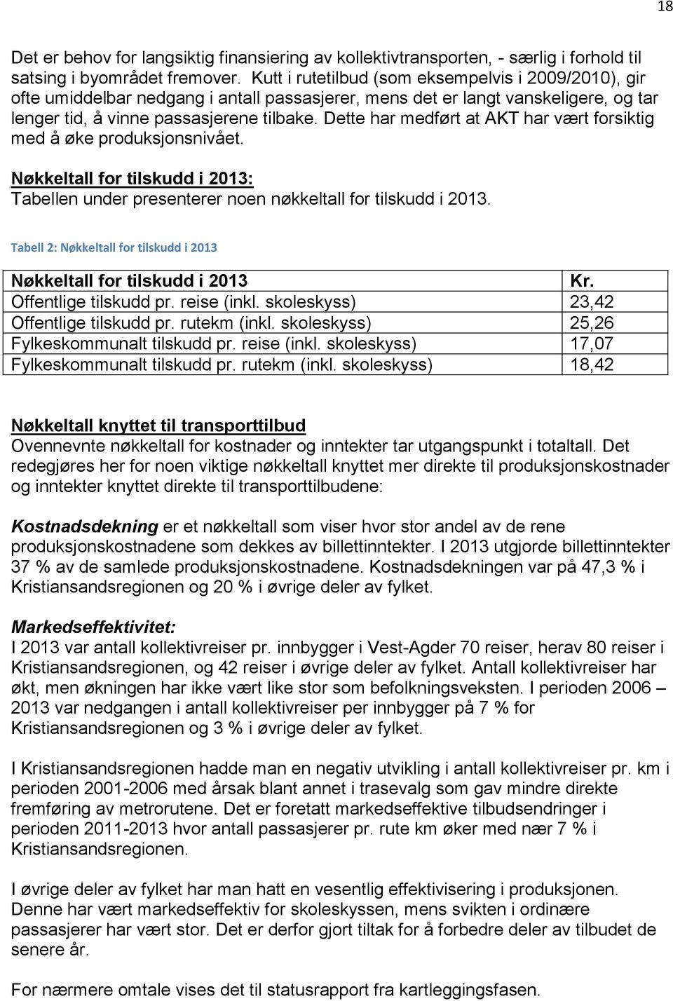 Dette har medført at AKT har vært forsiktig med å øke produksjonsnivået. Nøkkeltall for tilskudd i 2013: Tabellen under presenterer noen nøkkeltall for tilskudd i 2013.