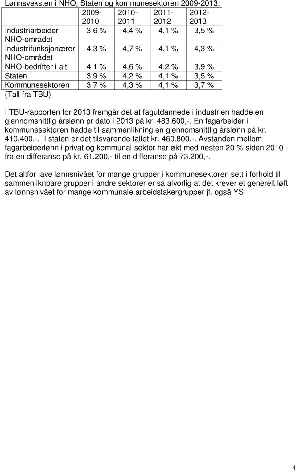 industrien hadde en gjennomsnittlig årslønn pr dato i 2013 på kr. 483.600,-. En fagarbeider i kommunesektoren hadde til sammenlikning en gjennomsnittlig årslønn på kr. 410.400,-.