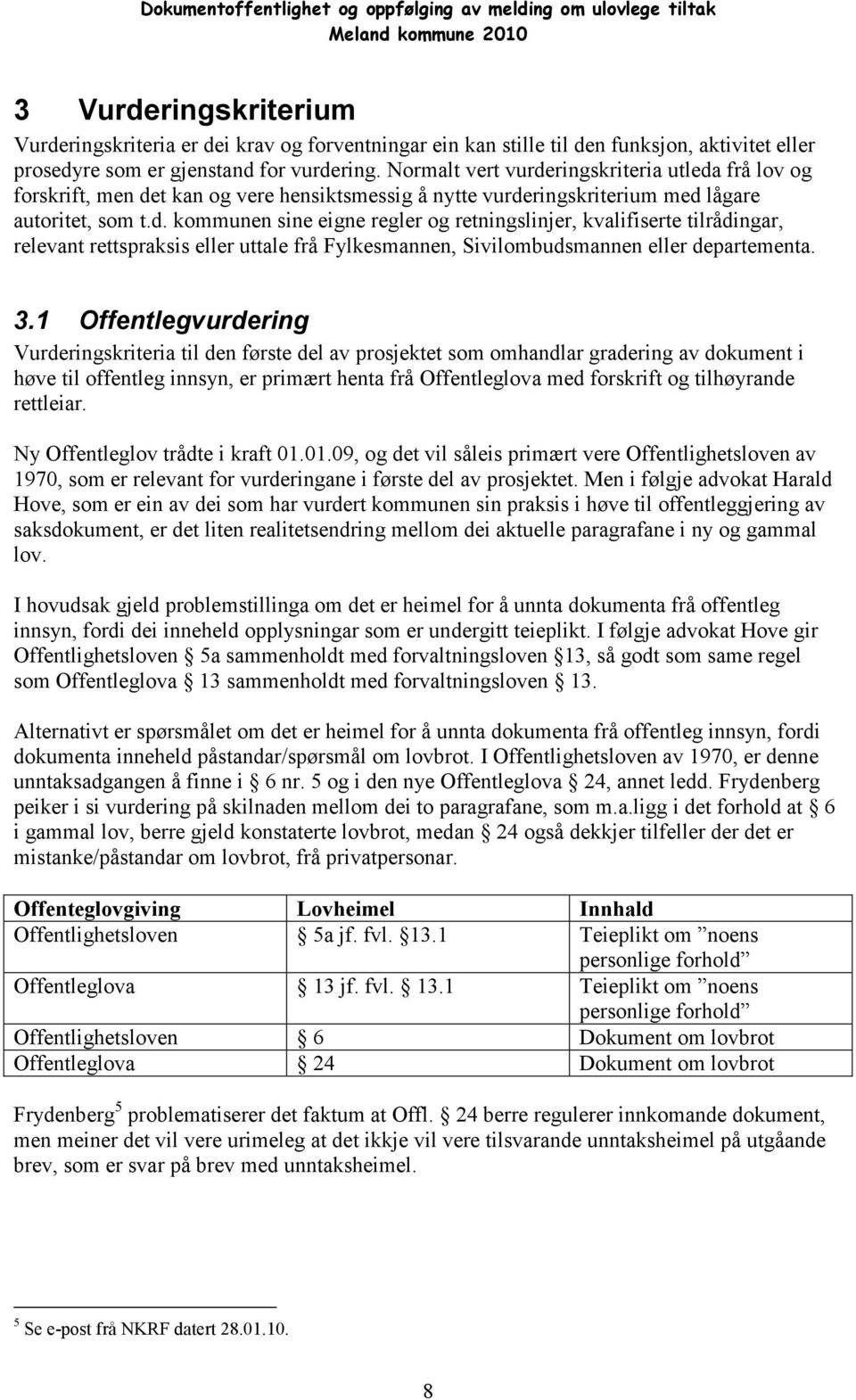 d. kommunen sine eigne regler og retningslinjer, kvalifiserte tilrådingar, relevant rettspraksis eller uttale frå Fylkesmannen, Sivilombudsmannen eller departementa. 3.