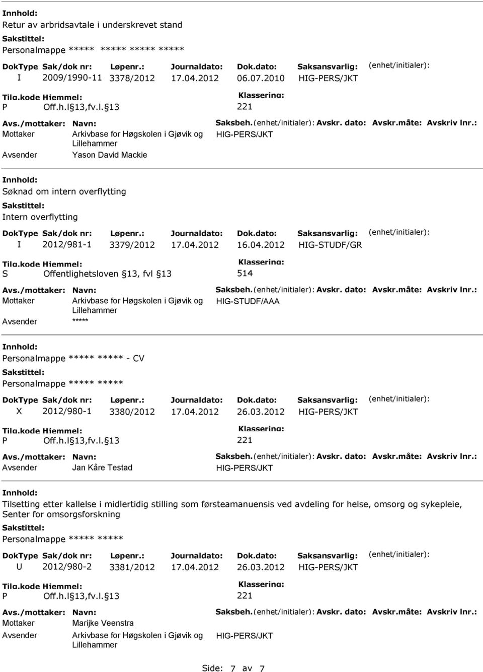 ersonalmappe ***** ***** - CV ersonalmappe ***** ***** X 2012/980-1 3380/2012 26.03.