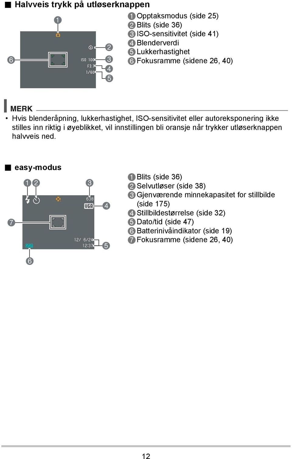 innstillingen bli oransje når trykker utløserknappen halvveis ned.