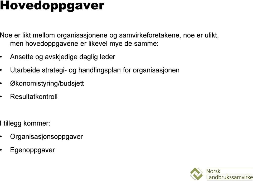 daglig leder Utarbeide strategi- og handlingsplan for organisasjonen