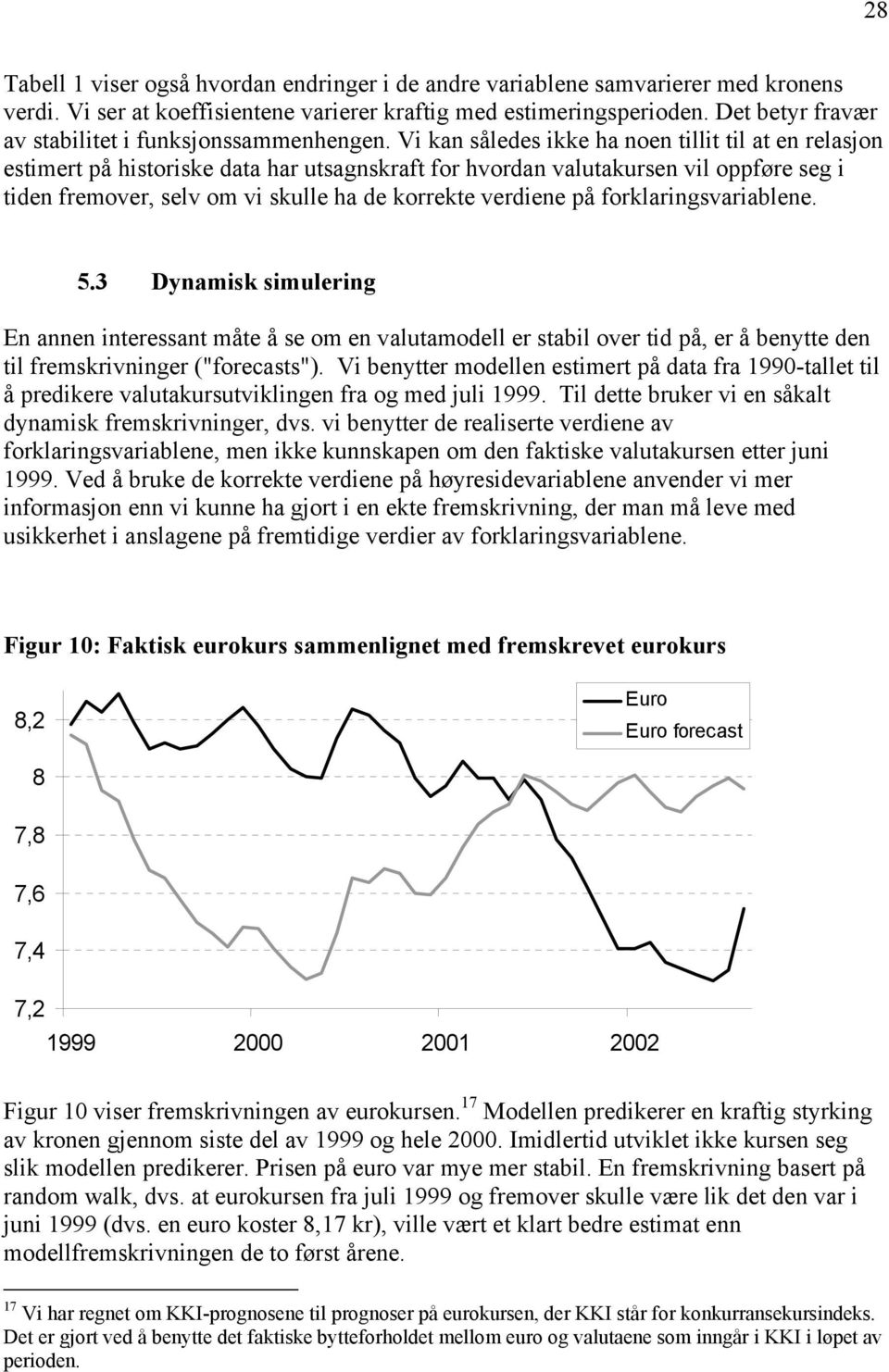 Vi kan således ikke ha noen tillit til at en relasjon estimert på historiske data har utsagnskraft for hvordan valutakursen vil oppføre seg i tiden fremover, selv om vi skulle ha de korrekte verdiene