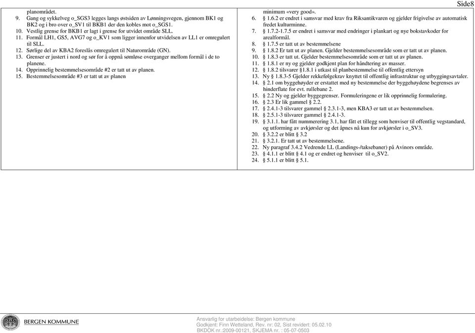 Sørlige del av KBA2 foreslås omregulert til Naturområde (GN). 13. Grenser er justert i nord og sør for å oppnå sømløse overganger mellom formål i de to planene. 14.