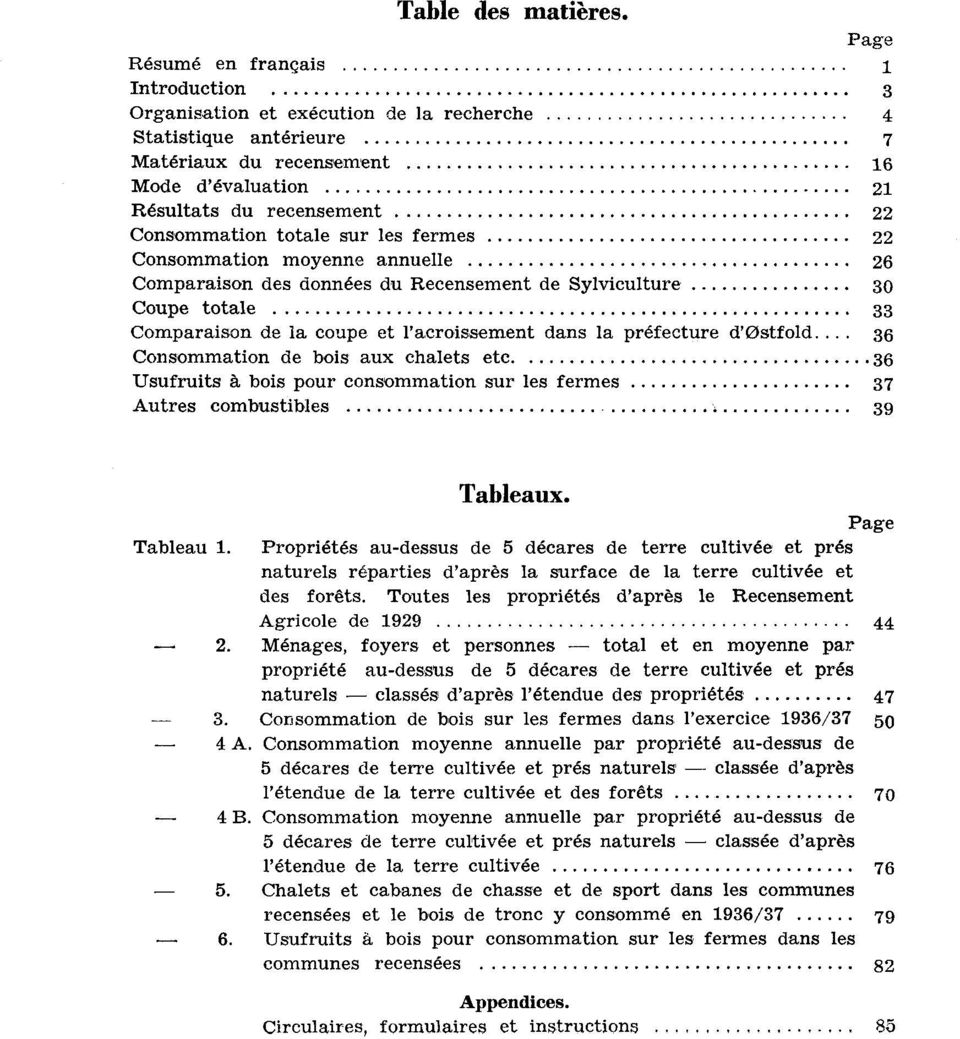 totale sur les fermes 22 Consommation moyenne annuelle 26 Comparaison des données du Recensement de Sylviculture 30 Coupe totale 33 Comparaison de la coupe et l'acroissement dans la préfecture