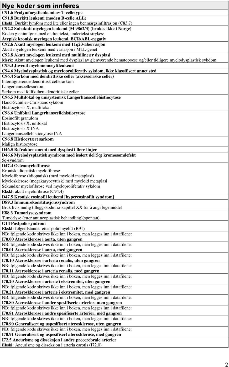 6 Akutt myelogen leukemi med 11q23-aberrasjon Akutt myelogen leukemi med variasjon i MLL-genet C92.