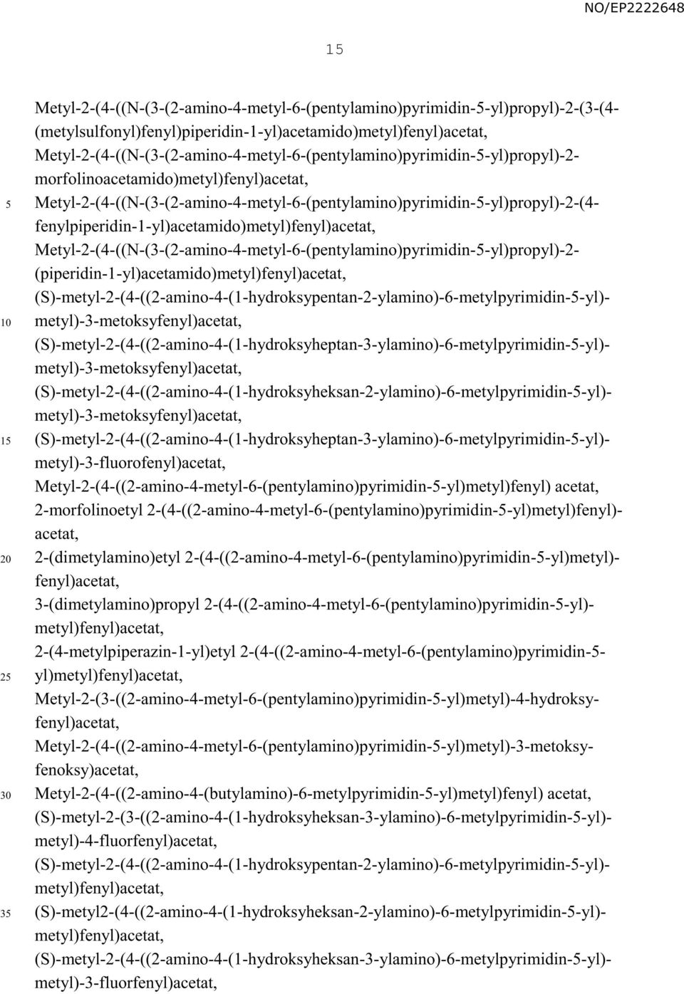 fenylpiperidin-1-yl)acetamido)metyl)fenyl)acetat, Metyl-2-(4-((N-(3-(2-amino-4-metyl-6-(pentylamino)pyrimidin--yl)propyl)-2- (piperidin-1-yl)acetamido)metyl)fenyl)acetat,