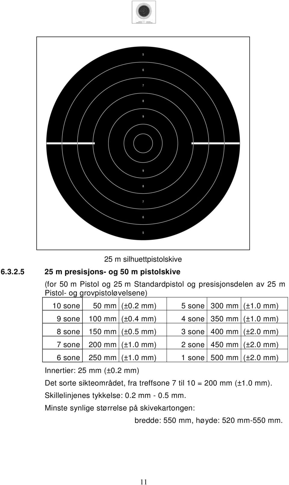0 mm) 2 sone 450 mm (±2.0 mm) 6 sone 250 mm (±1.0 mm) 1 sone 500 mm (±2.0 mm) Innertier: 25 mm (±0.