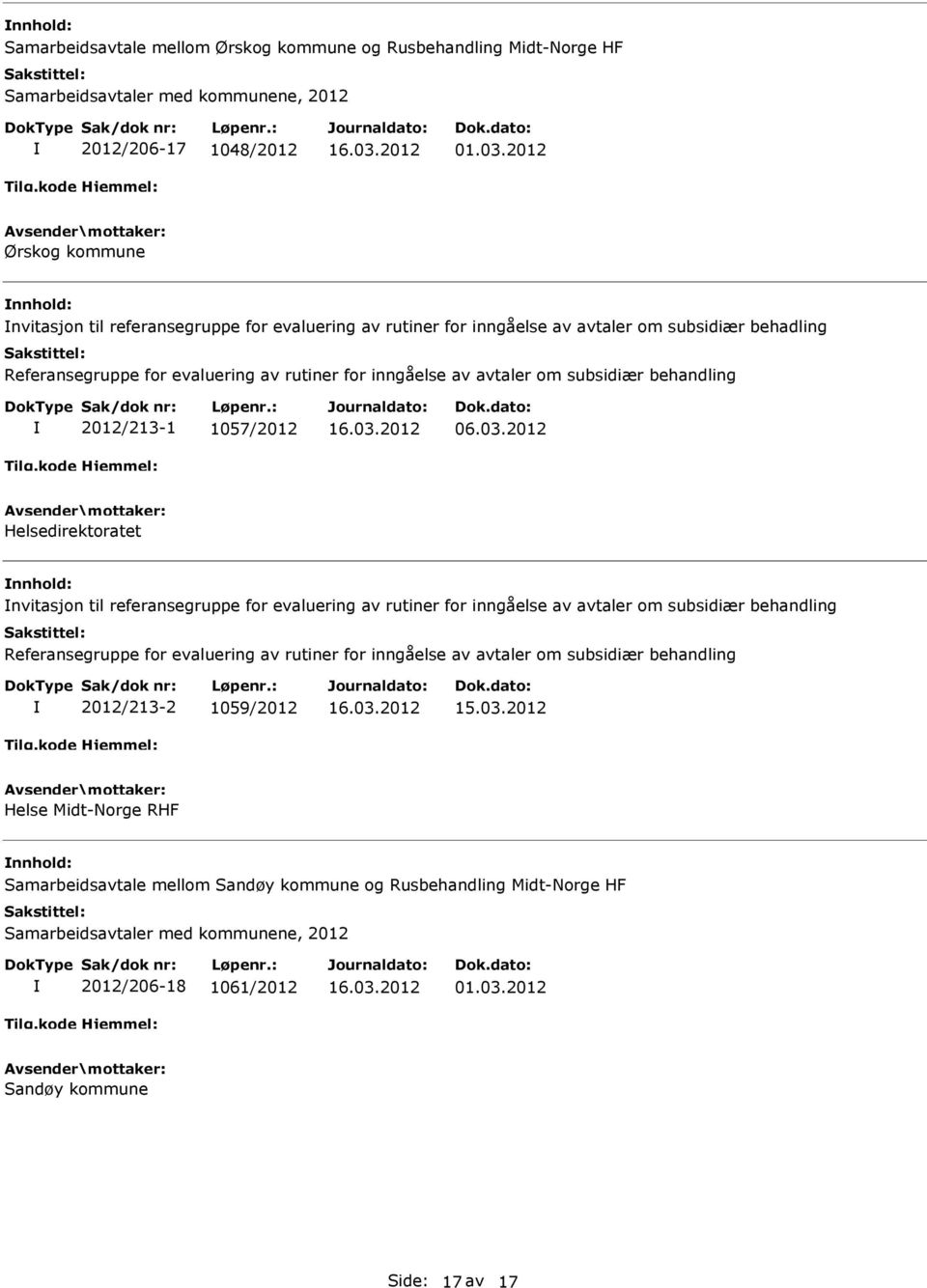 avtaler om subsidiær behandling 2012/213-1 1057/2012 06.03.