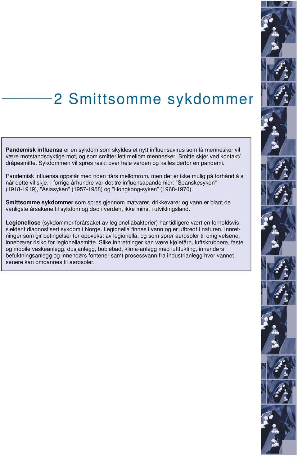 Pandemisk influensa oppstår med noen tiårs mellomrom, men det er ikke mulig på forhånd å si når dette vil skje.