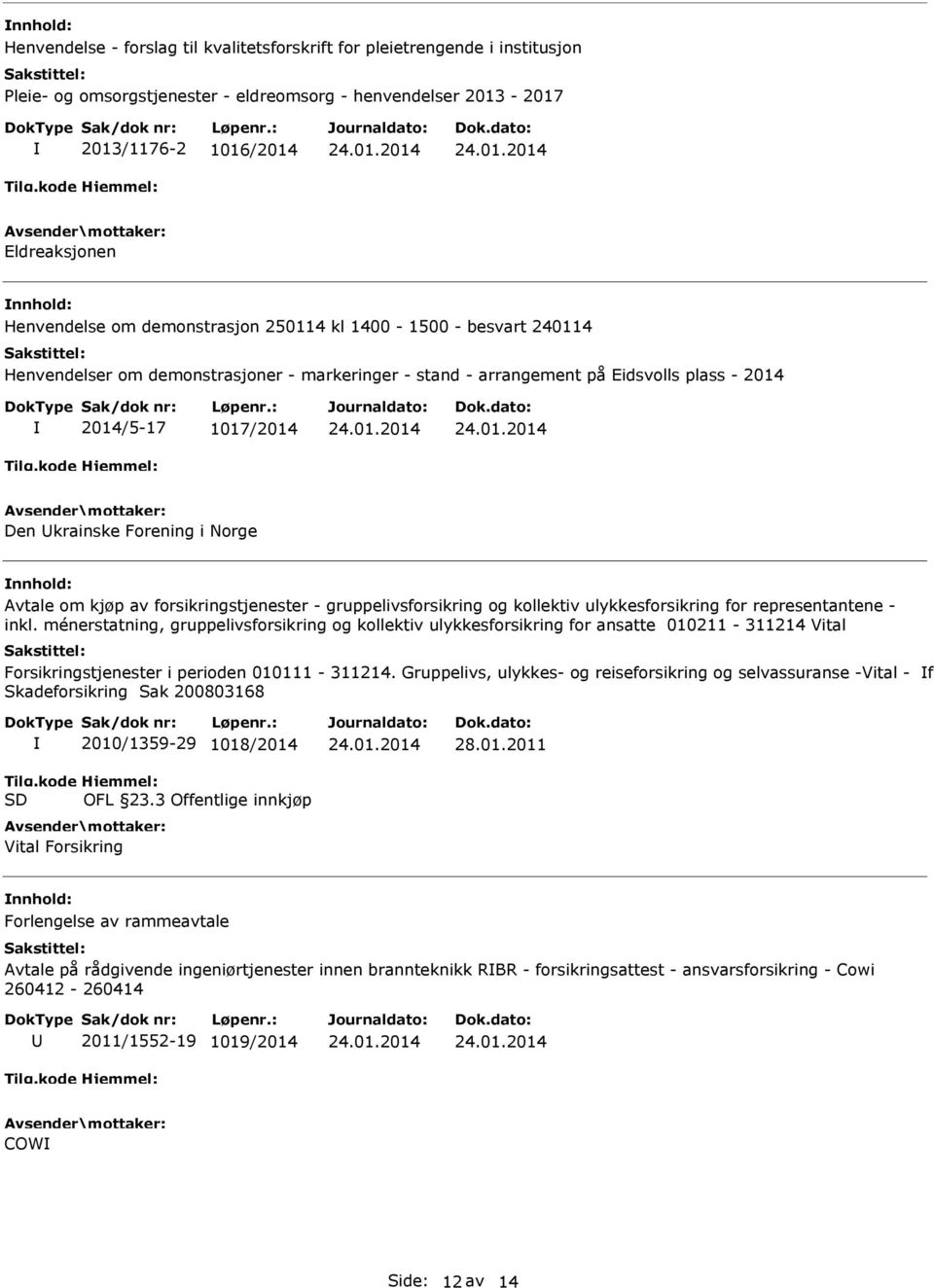 Avtale om kjøp av forsikringstjenester - gruppelivsforsikring og kollektiv ulykkesforsikring for representantene - inkl.