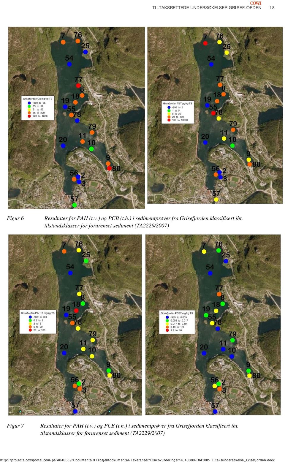 tilstandsklasser for forurenset sediment (TA2229/2007) Figur 7 Resultater for