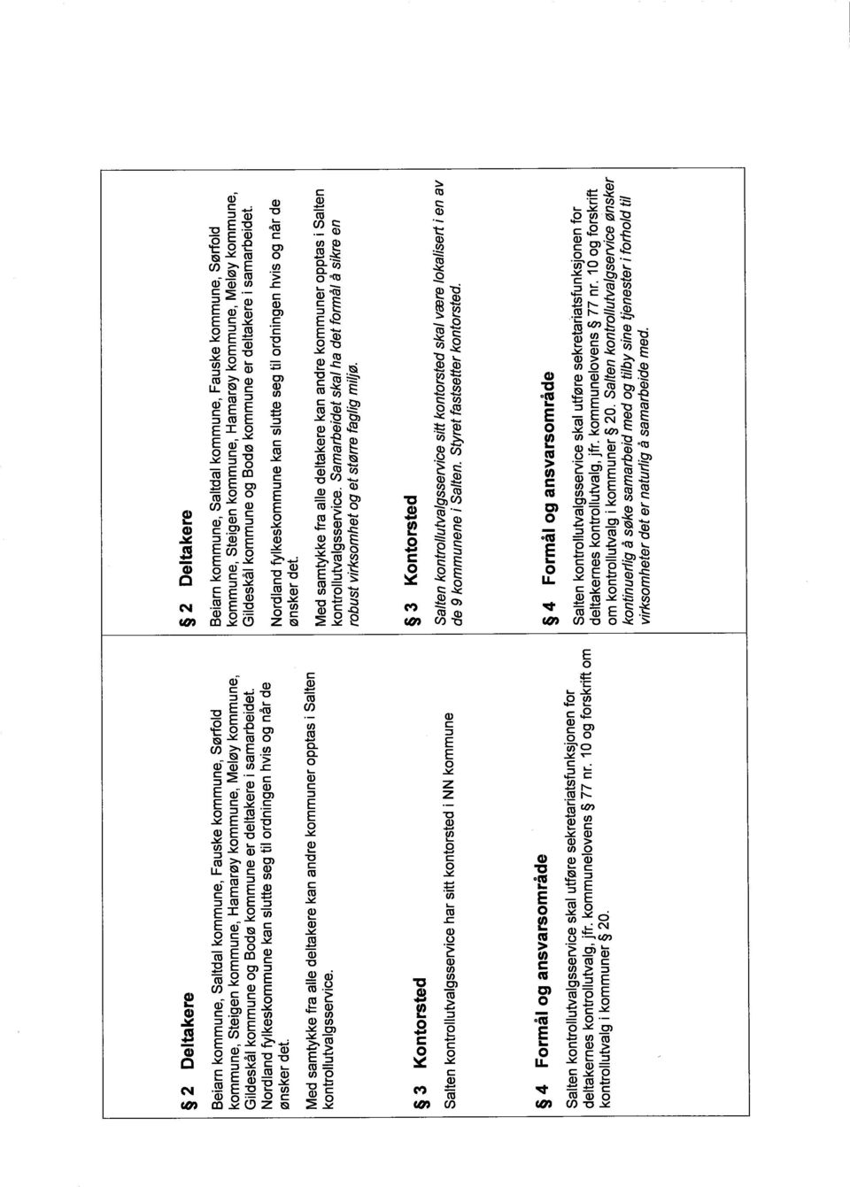 3 Kntrsted Salten kntllutvalgsservice har sitt kntrsted i NN kmmune 4 Frmål g ansvarsmråde Salten kntllutvalgsservice skal utføre sekretariatsfunksjnen fr deltakernes kntllutvalg, jfr.