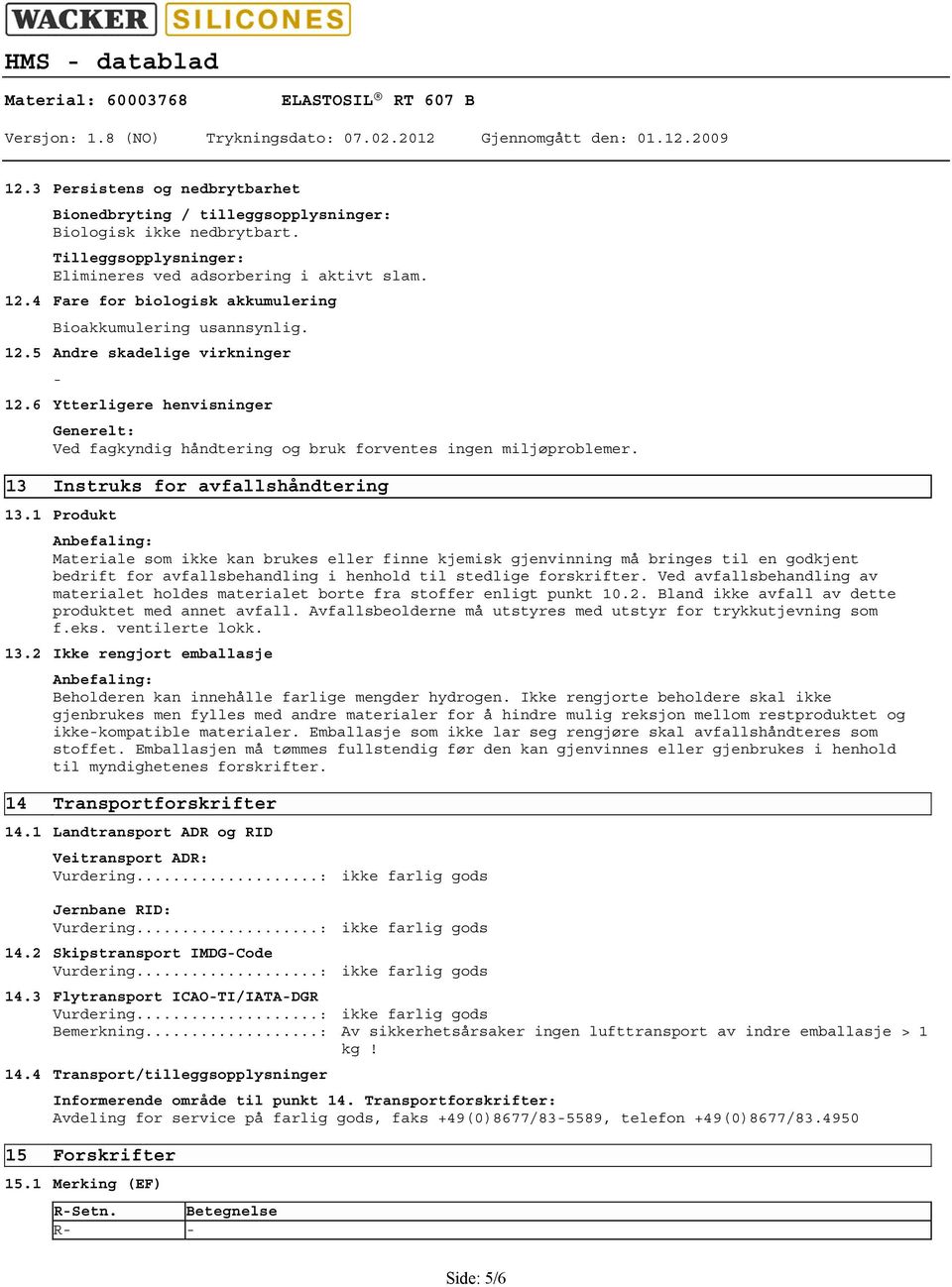 13 Instruks for avfallshåndtering 13.