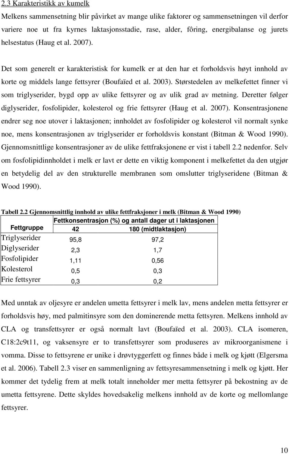 Størstedelen av melkefettet finner vi som triglyserider, bygd opp av ulike fettsyrer og av ulik grad av metning. Deretter følger diglyserider, fosfolipider, kolesterol og frie fettsyrer (Haug et al.