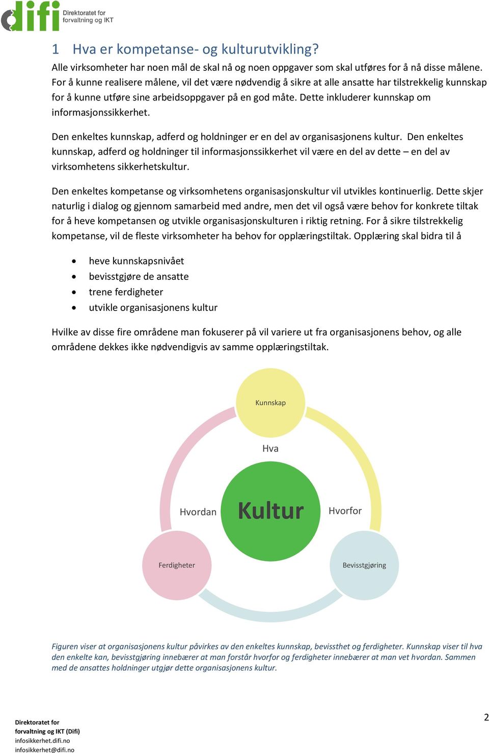 Dette inkluderer kunnskap om informasjonssikkerhet. Den enkeltes kunnskap, adferd og holdninger er en del av organisasjonens kultur.