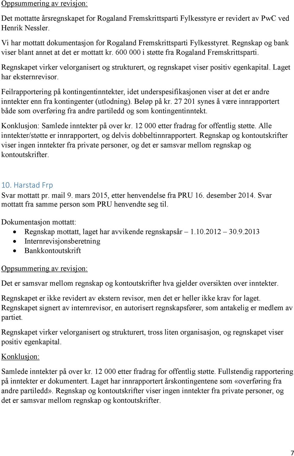 Feilrapportering på kontingentinntekter, idet underspesifikasjonen viser at det er andre inntekter enn fra kontingenter (utlodning). Beløp på kr.