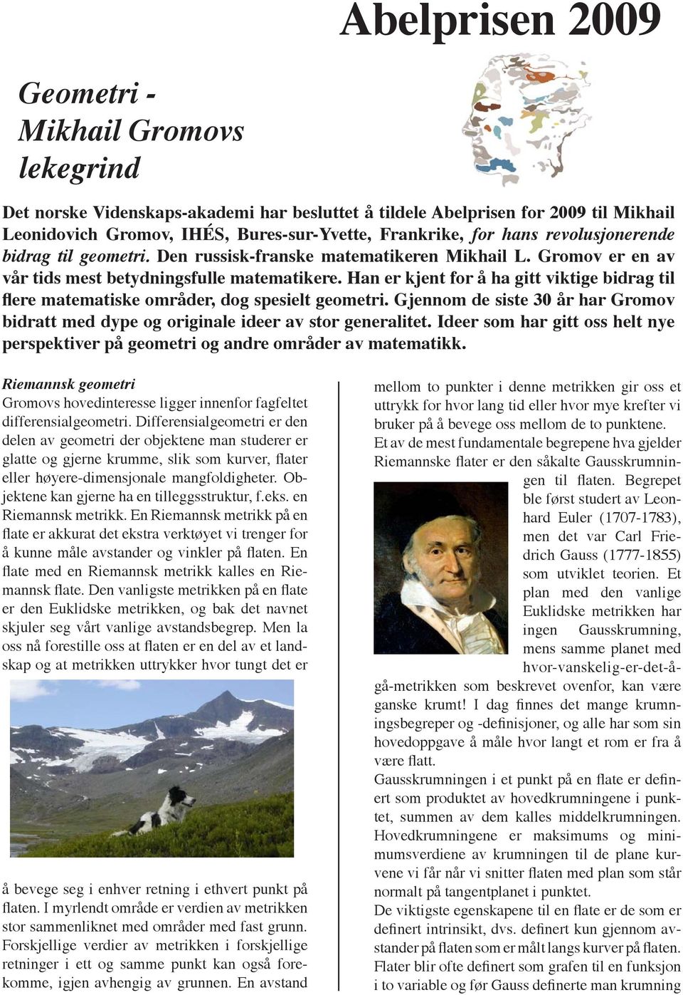 Han er kjent for å ha gitt viktige bidrag til flere matematiske områder, dog spesielt geometri. Gjennom de siste 30 år har Gromov bidratt med dype og originale ideer av stor generalitet.