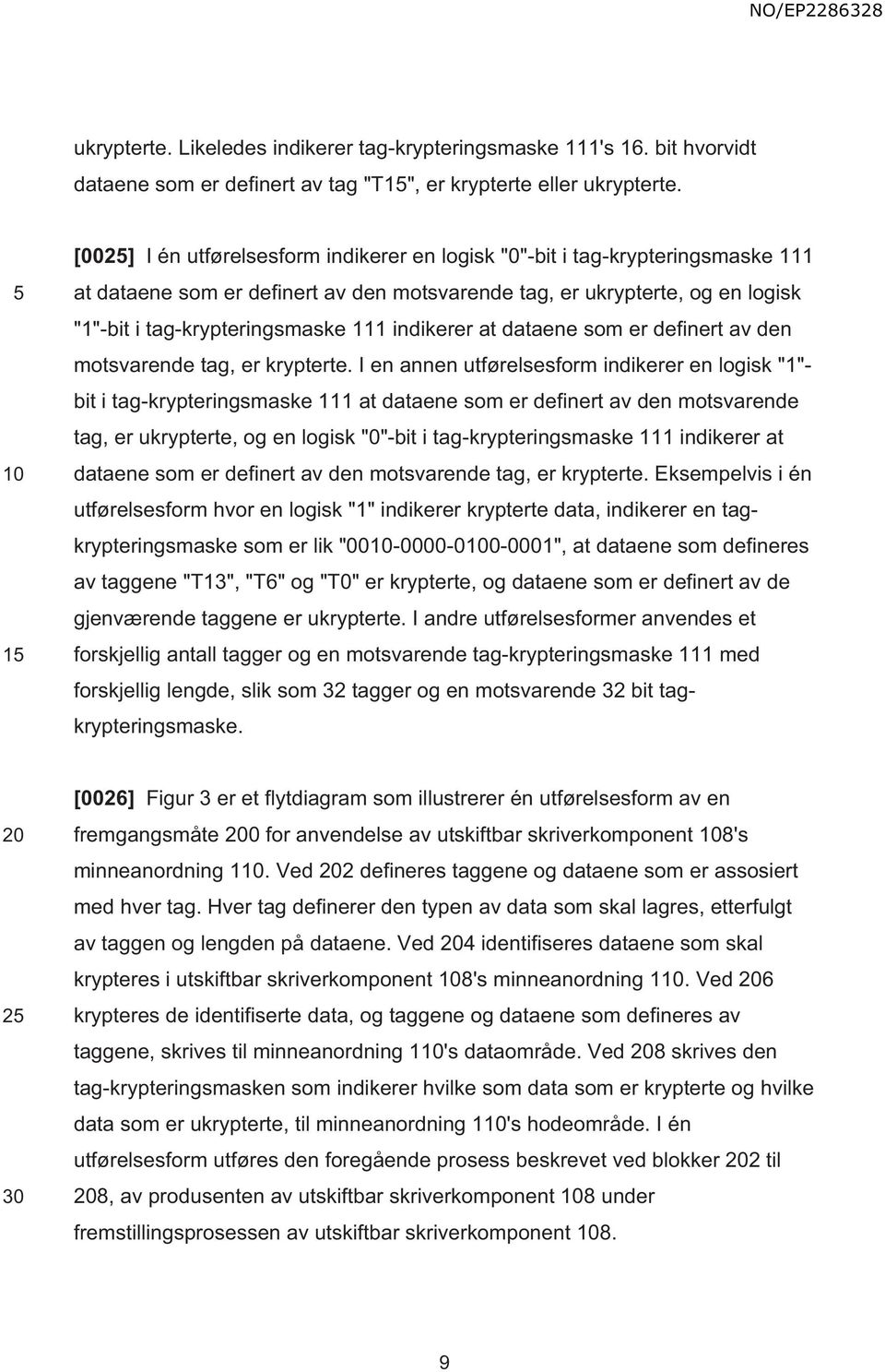 indikerer at dataene som er definert av den motsvarende tag, er krypterte.