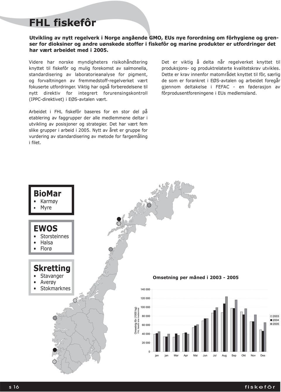 Videre har norske myndigheters risikohåndtering knyttet til fiskefôr og mulig forekomst av salmonella, standardisering av laboratorieanalyse for pigment, og forvaltningen av fremmedstoff-regelverket