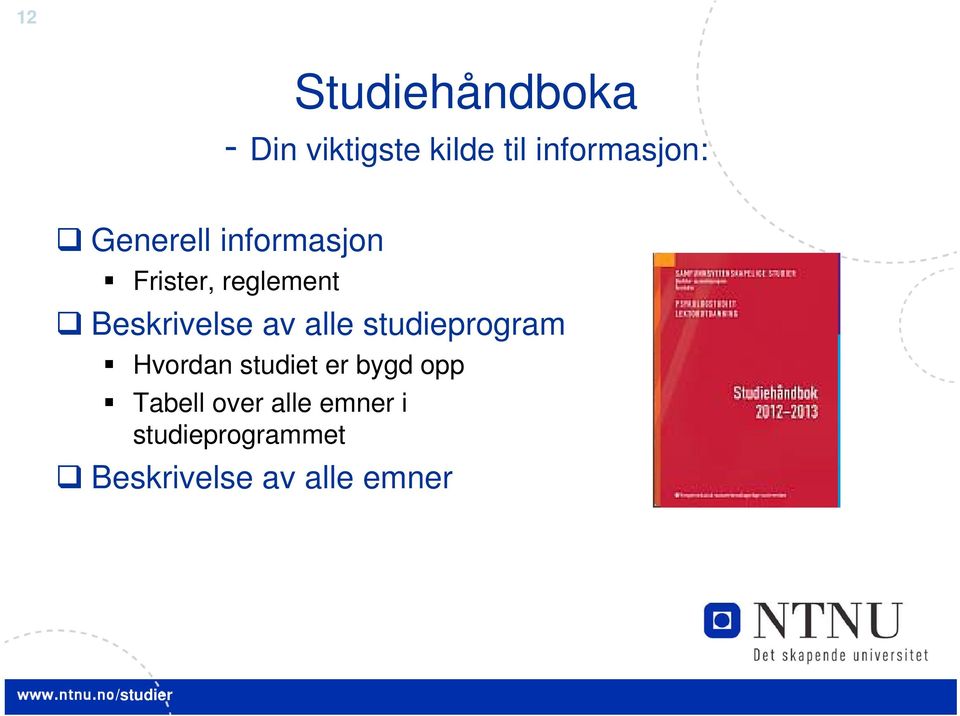 Beskrivelse av alle studieprogram Hvordan studiet t er