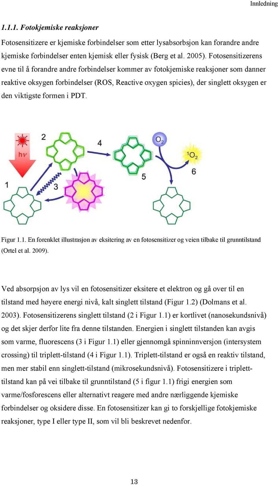 viktigste formen i PDT. Figur 1.1. En forenklet illustrasjon av eksitering av en fotosensitizer og veien tilbake til grunntilstand (Ortel et al. 2009).