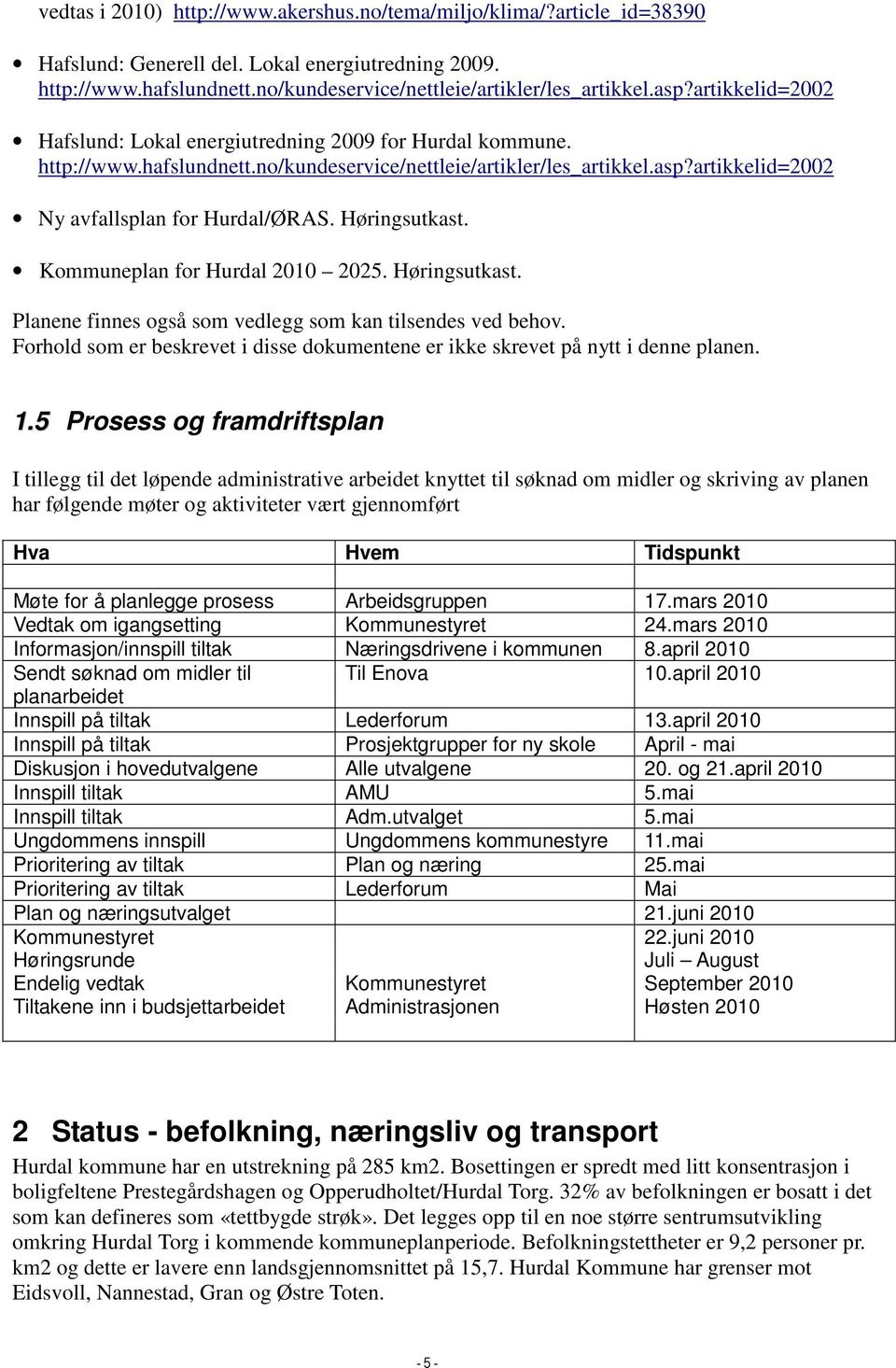 Høringsutkast. Kommuneplan for Hurdal 2010 2025. Høringsutkast. Planene finnes også som vedlegg som kan tilsendes ved behov.