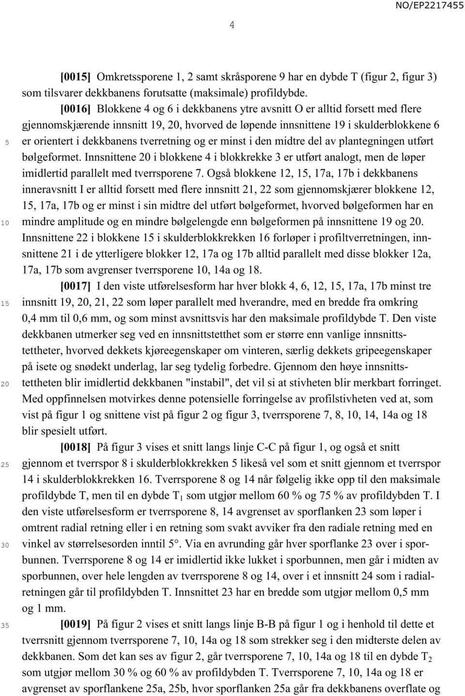 tverretning og er minst i den midtre del av plantegningen utført bølgeformet. Innsnittene i blokkene 4 i blokkrekke 3 er utført analogt, men de løper imidlertid parallelt med tverrsporene 7.