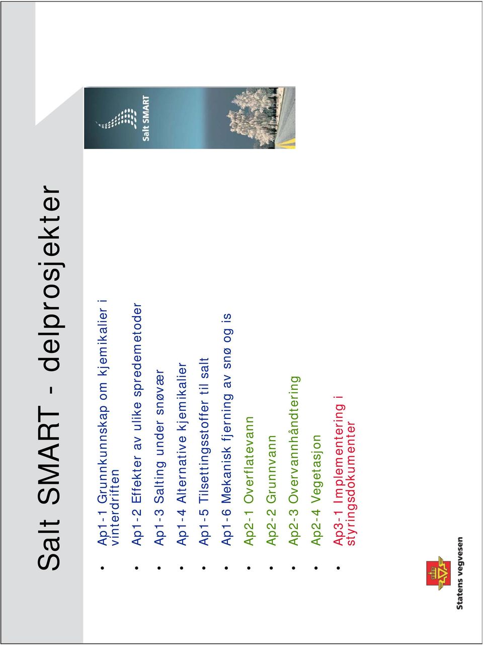 Ap1-5 Tilsettingsstoffer til salt Ap1-6 Mekanisk fjerning av snø og is Ap2-1 Overflatevann