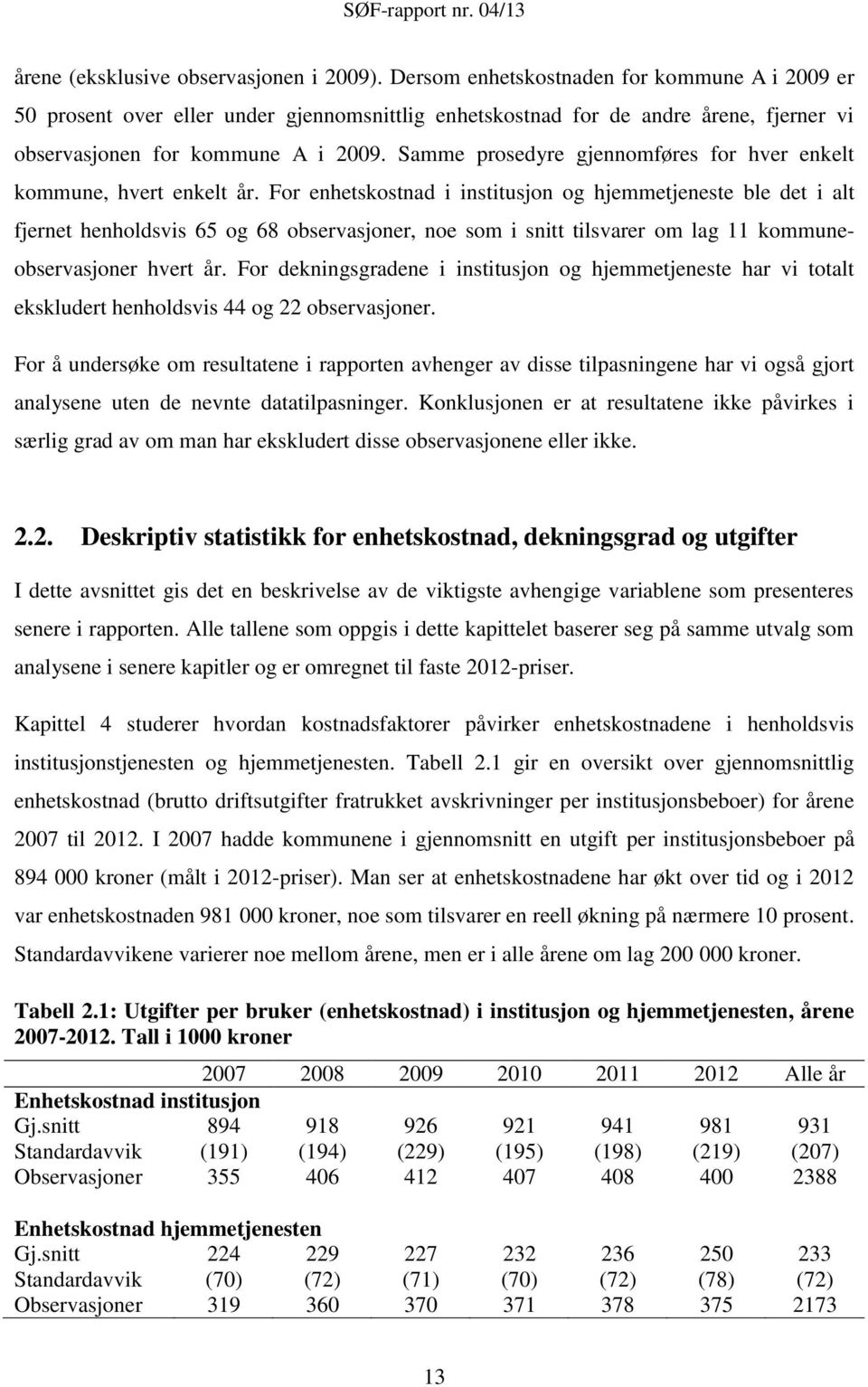 Samme prosedyre gjennomføres for hver enkelt kommune, hvert enkelt år.