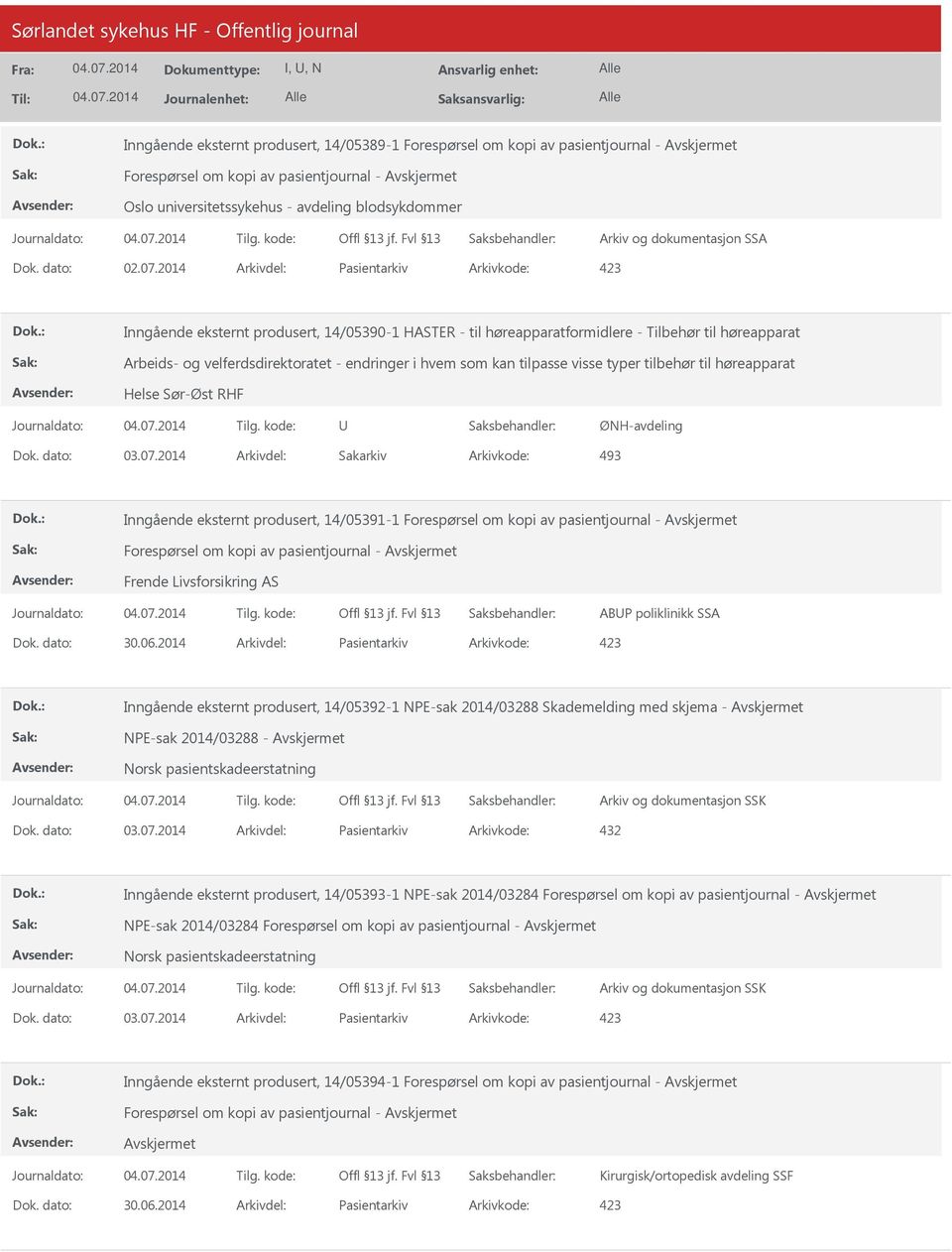 2014 Arkivdel: Pasientarkiv Arkivkode: 423 Inngående eksternt produsert, 14/05390-1 HASTER - til høreapparatformidlere - Tilbehør til høreapparat Arbeids- og velferdsdirektoratet - endringer i hvem